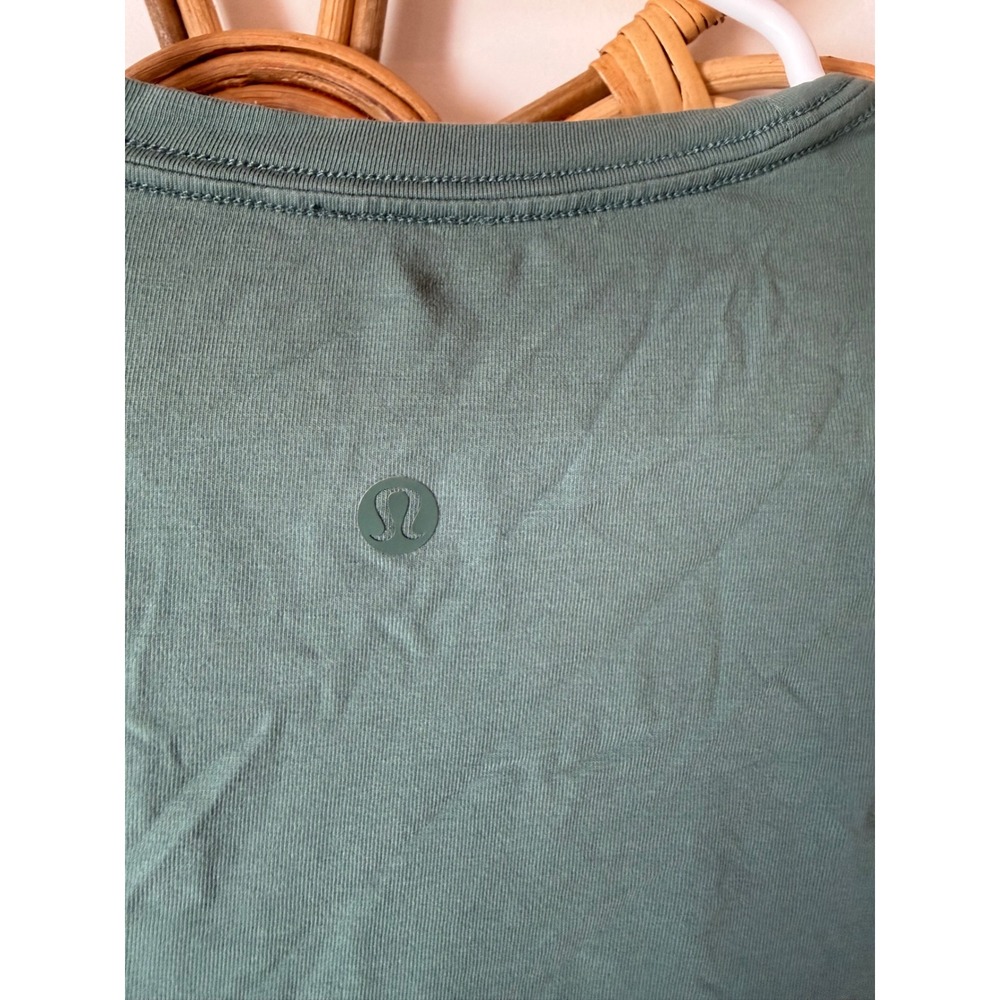 Lululemon Love Long Sleeve Shirt Sage Green Teal Crew Neck Curved Hem Top Womens - Picture 3 of 3